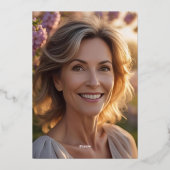 Elegante 50e foto op de achterkant Custom Birthday Folie Uitnodiging (Achterkant)