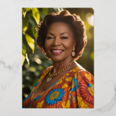 Elegante 50e foto op de achterkant Custom Birthday Folie Uitnodiging (Achterkant)