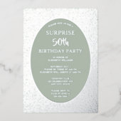 Elegante 50e foto op de achterkant Custom Birthday Folie Uitnodiging (Voorkant)