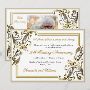 Elegante 50e Golden Wedding Jubileum Foto Kaart