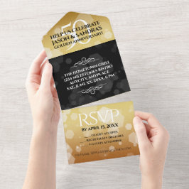 Elegante 50e gouden huwelijksjubileum all in one uitnodiging
