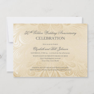 Elegante 50e gouden huwelijksjubileum uitnodiging