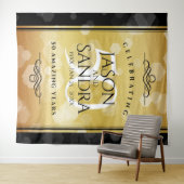 Elegante 50e gouden huwelijksjubileum wandkleed (In Situ (horizontaal))