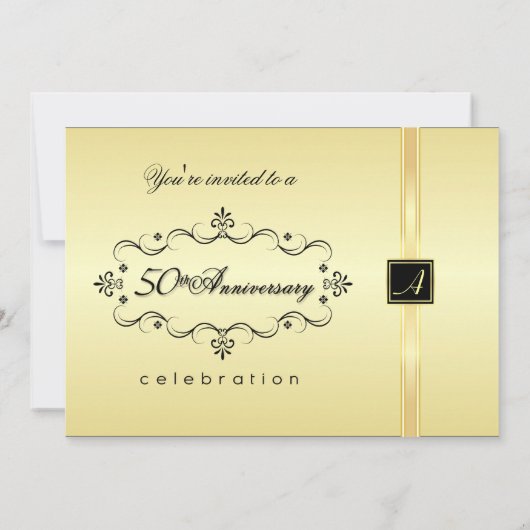 Elegante 50e gouden jubileumfeest uitnodigingen (Achterkant)