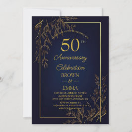 Elegante 50e huwelijksjubileum bloemencélébratie kaart