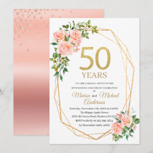 Elegante 50e huwelijksjubileum waterverf glitters kaart