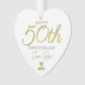 Elegante 50e Jubileum Gouden Folie Aangepaste Brui Ornament (voorkant)