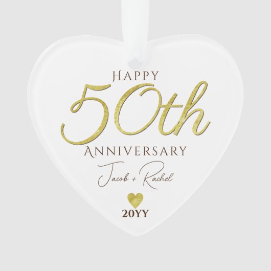 Elegante 50e Jubileum Gouden Folie Aangepaste Brui Ornament (voorkant)