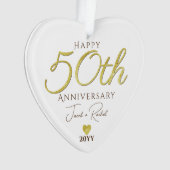 Elegante 50e Jubileum Gouden Folie Aangepaste Brui Ornament (voorkant)