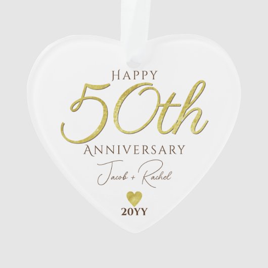 Elegante 50e Jubileum Gouden Folie Aangepaste Brui Ornament (achterkant)