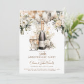 Elegante 50e Jubileum Party Champagne Balloons Kaart (Staand voorkant)