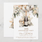 Elegante 50e Jubileum Party Champagne Balloons Kaart (Voorkant / Achterkant)