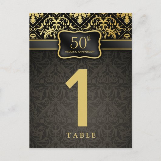 Elegante 50e Jubileum tafel nummer Kaart (Voorkant)