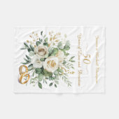 Elegante 50e Jubileum witte rozen gouden ringen Fleece Deken (Voorkant (Horizontaal))