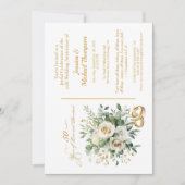 Elegante 50e Jubileum witte rozen gouden ringen Kaart (Voorkant)