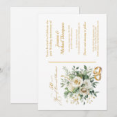 Elegante 50e Jubileum witte rozen gouden ringen Kaart (Voorkant / Achterkant)