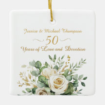 Elegante 50e Jubileum witte rozen gouden ringen