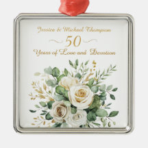 Elegante 50e Jubileum witte rozen gouden ringen