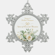 Elegante 50e Jubileum witte rozen gouden ringen