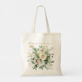 Elegante 50e Jubileum witte rozen gouden ringen Tote Bag (Achterkant)