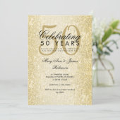 Elegante 50e trouwdag gouden glitter kaart (Staand voorkant)