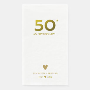 Elegante 50e trouwdag gouden hart servet