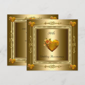 Elegante 50e trouwdag jubileum gouden harten 2 kaart (Voorkant / Achterkant)