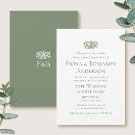 Elegante 50e trouwdagjubileum groene formele kledi kaart