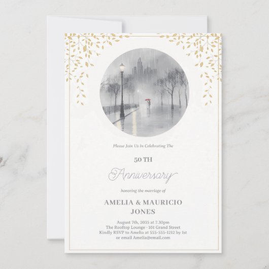 Elegante 50e trouwdagjubileum kaart (Voorkant)