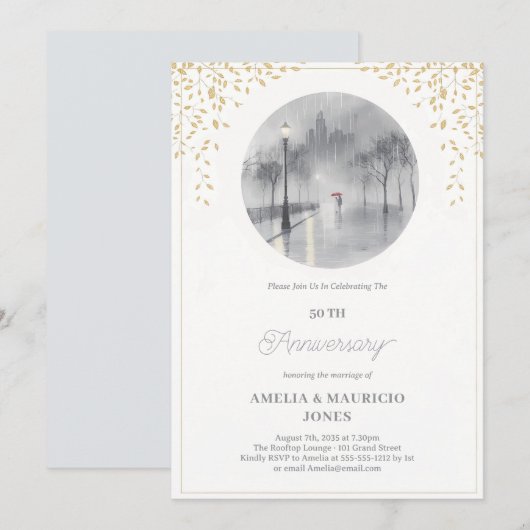 Elegante 50e trouwdagjubileum kaart (Voorkant / Achterkant)