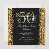 Elegante 50e trouwjubileum glitters goud kaart (Voorkant)