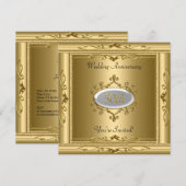 Elegante 50e trouwjubileum goud wit kaart (Voorkant / Achterkant)