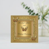 Elegante 50e trouwjubileum gouden damast kaart (Staand voorkant)