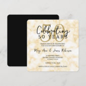 Elegante 50e trouwjubileum gouden marmer kaart (Voorkant / Achterkant)