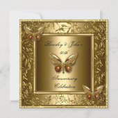 Elegante 50e trouwjubileum gouden vlinder kaart (Voorkant)