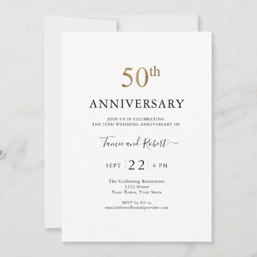 Elegante 50e trouwjubileum kaart (Voorkant)