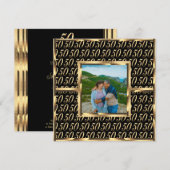 Elegante 50e trouwjubileum zwart en goud kaart (Voorkant / Achterkant)