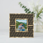 Elegante 50e trouwjubileum zwart en goud kaart (Staand voorkant)