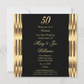 Elegante 50e trouwjubileum zwart en goud kaart (Achterkant)