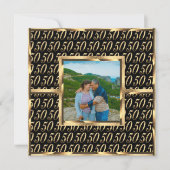 Elegante 50e trouwjubileum zwart en goud kaart (Voorkant)