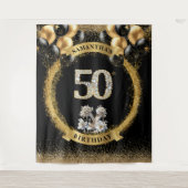 Elegante 50e verjaardag achtergrond diamanten numm wandkleed (Voorkant)