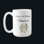 Elegante 50e verjaardag bloem koffiemok<br><div class="desc">Maak de dag extra speciaal met dit prachtige ontwerp. Neem gerust contact met mij op als u vragen heeft of als u deze bestelling verder wilt aanpassen. Ik ben altijd blij om te helpen!</div>