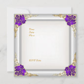 Elegante 50e verjaardag bloem paars wit goud 2 kaart (Achterkant)