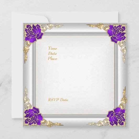 Elegante 50e verjaardag bloem paars wit goud 2 kaart (Achterkant)