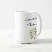 Elegante 50e verjaardag Bloemen gepersonaliseerd Koffiemok (Voorkant rechts)