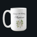 Elegante 50e verjaardag Bloemen gepersonaliseerd Koffiemok<br><div class="desc">Maak de dag extra speciaal met dit prachtige ontwerp. Neem gerust contact met mij op als u vragen heeft of als u deze bestelling verder wilt aanpassen. Ik ben altijd blij om te helpen!</div>