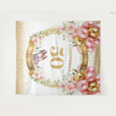 Elegante 50e verjaardag Boho Flowers Glitter Party Wandkleed (Voorkant (horizontaal))