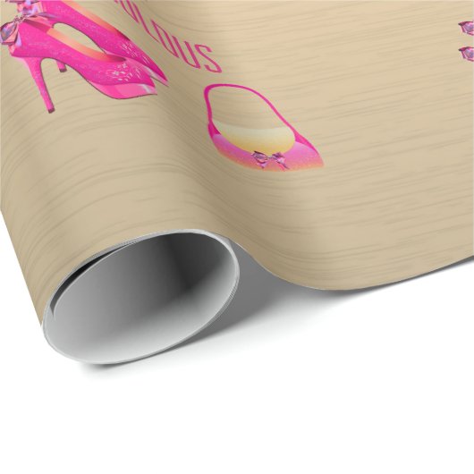 Elegante 50e verjaardag Goud Roze Hoge Hakken Naam Cadeaupapier (Rol Hoek)