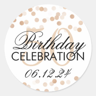 Elegante 50e Verjaardag Koper Folie Glitter Lights Ronde Sticker