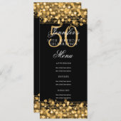 Elegante 50e verjaardag menu Gold Lights Kaart (Voorkant / Achterkant)